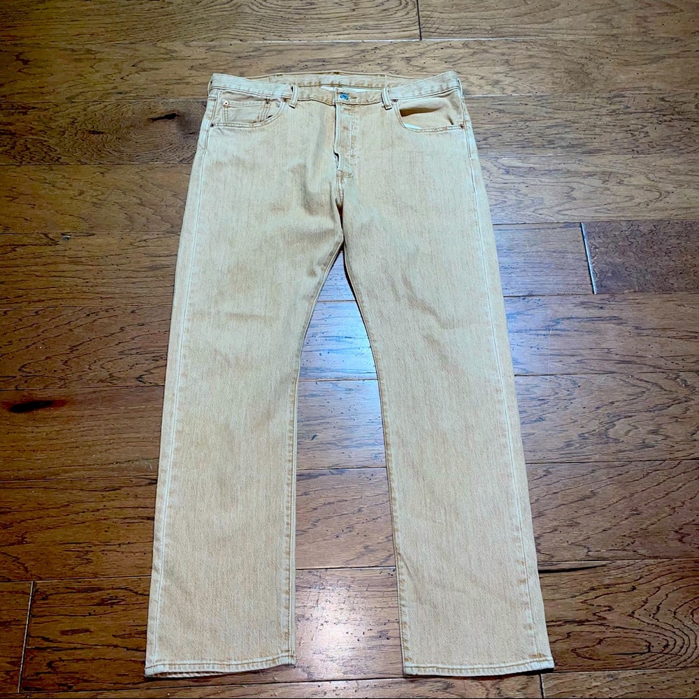 Levis 501 Mens Button Fly Tan Jeans Size 38x32 Actual (40x32)
